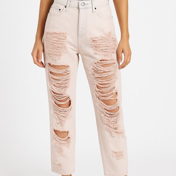 Carmar Pink and Blue Wash Deconstructed High Rise Denim Jeans Womens Size 27 - Picture 14 of 15